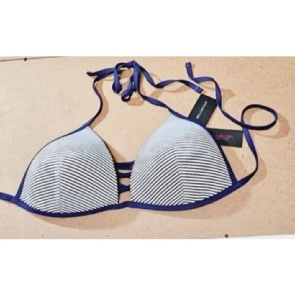 Womans‎ Relleciga Push Up Bikini Top Size Large Striped Blue